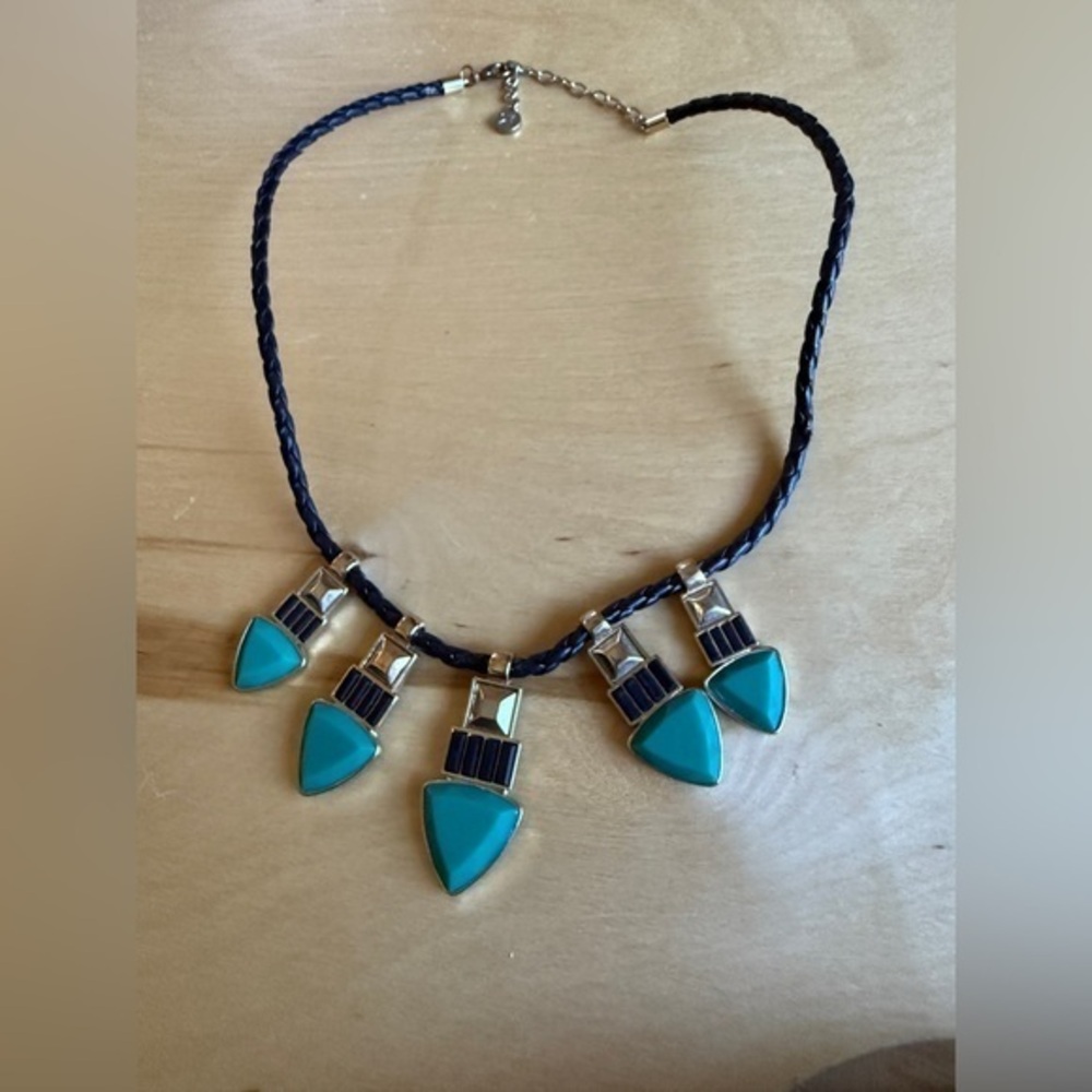 KK Jewelers Teal and Gold Statement Necklace